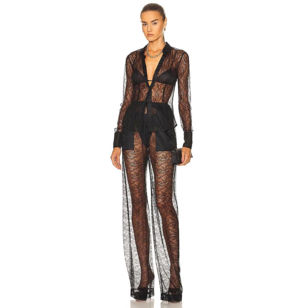 Laquan Smith Black Lace Pajama Pants, Nwt, Size S, Retail $950.00